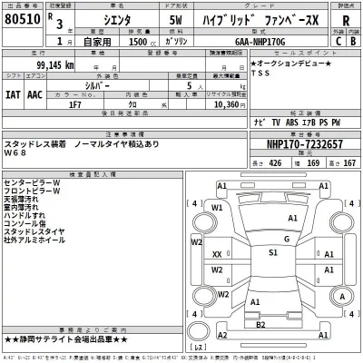 Toyota SIENTA  с аукциона в Японии