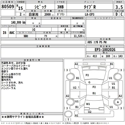 Honda CIVIC  с аукциона в Японии