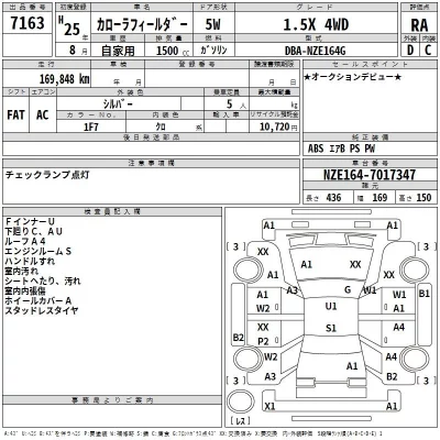 Toyota COROLLA FIELDER  с аукциона в Японии