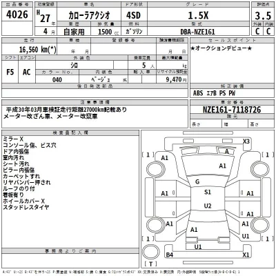 Toyota COROLLA AXIO  с аукциона в Японии