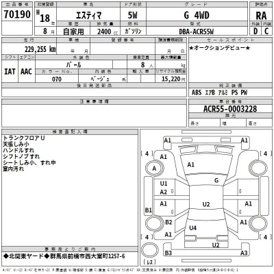 Toyota ESTIMA  с аукциона в Японии
