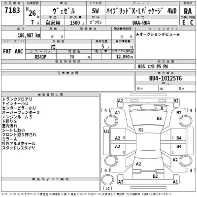 Honda VEZEL  с аукциона в Японии