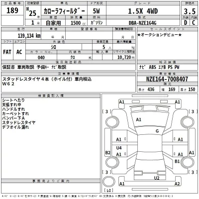 Toyota COROLLA FIELDER  с аукциона в Японии