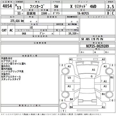 Toyota FUNCARGO  с аукциона в Японии