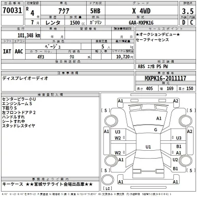 Toyota AQUA  с аукциона в Японии