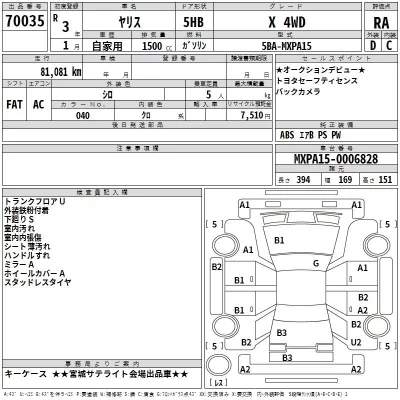 Toyota YARIS  с аукциона в Японии