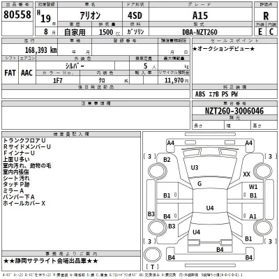 Toyota ALLION  с аукциона в Японии