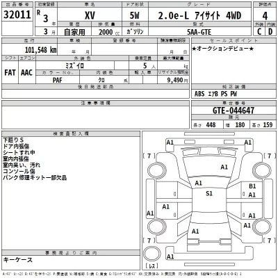 Subaru XV  с аукциона в Японии