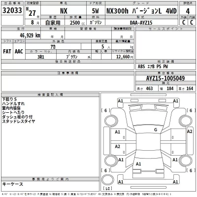 Lexus NX  с аукциона в Японии