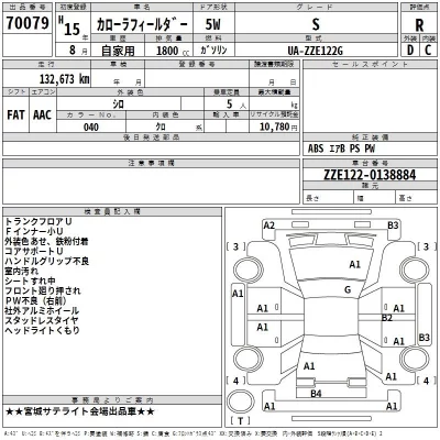 Toyota COROLLA FIELDER  с аукциона в Японии