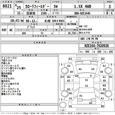 Toyota COROLLA FIELDER  с аукциона в Японии
