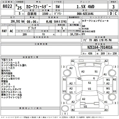 Toyota COROLLA FIELDER  с аукциона в Японии