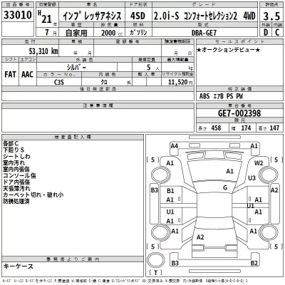 Subaru IMPREZA  с аукциона в Японии