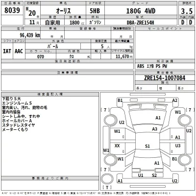 Toyota AURIS  с аукциона в Японии