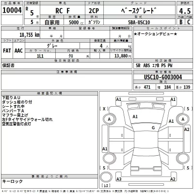 Lexus RC F  с аукциона в Японии