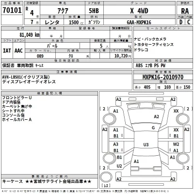 Toyota AQUA  с аукциона в Японии