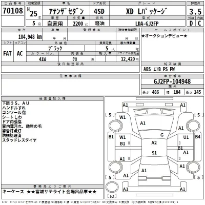 Mazda ATENZA SEDAN  с аукциона в Японии