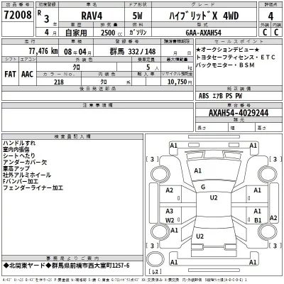 Toyota RAV4  с аукциона в Японии