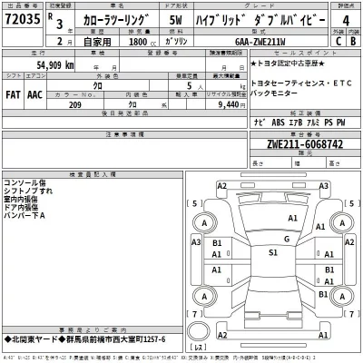 Toyota SIENTA  с аукциона в Японии