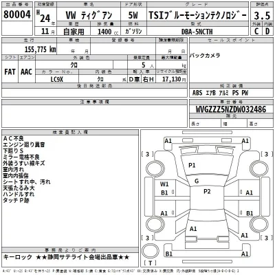 Volkswagen TIGUAN  с аукциона в Японии