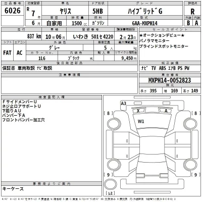 Toyota YARIS  с аукциона в Японии