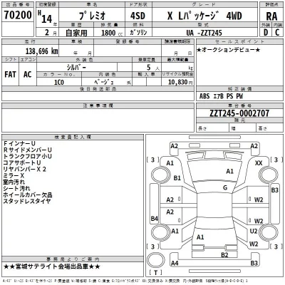 Toyota PREMIO  с аукциона в Японии