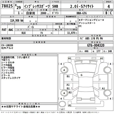 Subaru IMPREZA  с аукциона в Японии