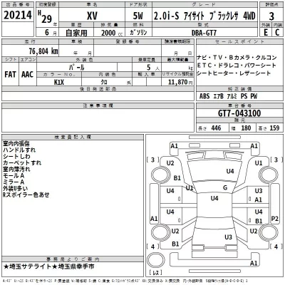 Subaru XV  с аукциона в Японии