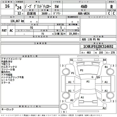Chrysler JEEP GRAND CHEROKEE  с аукциона в Японии