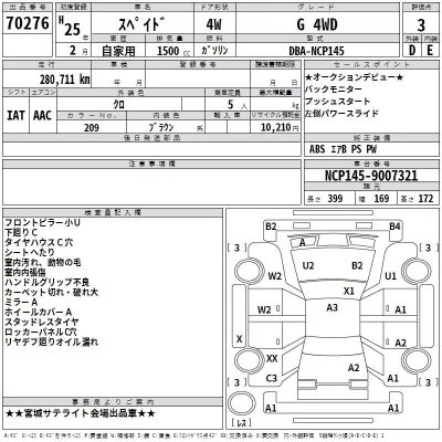 Toyota SPADE  с аукциона в Японии