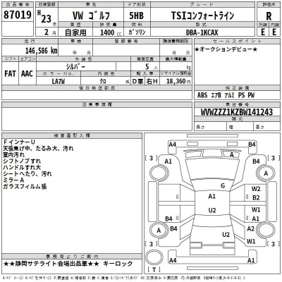 Volkswagen GOLF  с аукциона в Японии