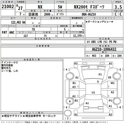 Lexus NX  с аукциона в Японии
