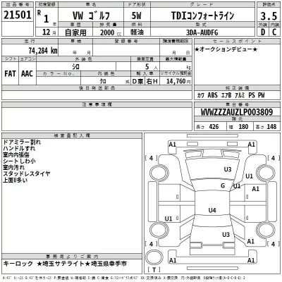 Volkswagen GOLF  с аукциона в Японии