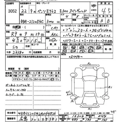Mercedes-Benz E CLASS  с аукциона в Японии