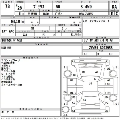 Toyota PRIUS  с аукциона в Японии