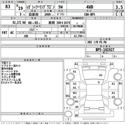 Subaru LEGACY  с аукциона в Японии