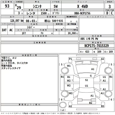 Toyota SIENTA  с аукциона в Японии