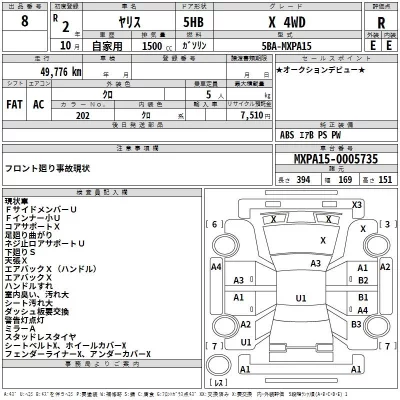 Toyota YARIS  с аукциона в Японии