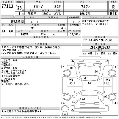 Honda CR-Z  с аукциона в Японии
