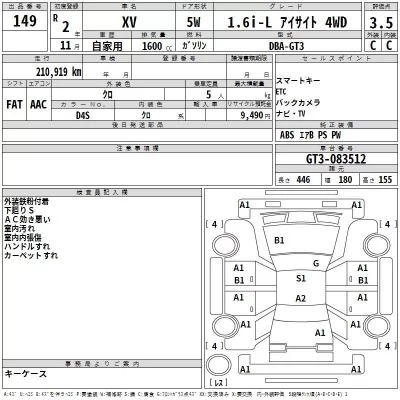 Subaru XV  с аукциона в Японии