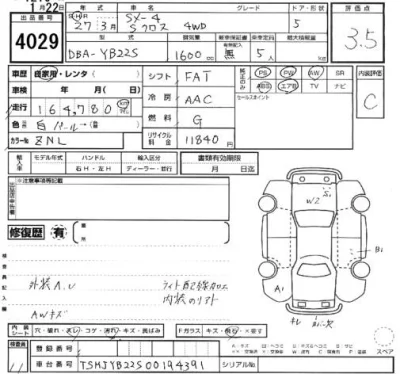 Suzuki SX-4  с аукциона в Японии