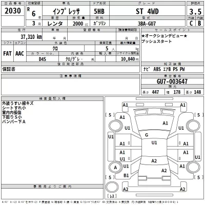 Subaru IMPREZA  с аукциона в Японии