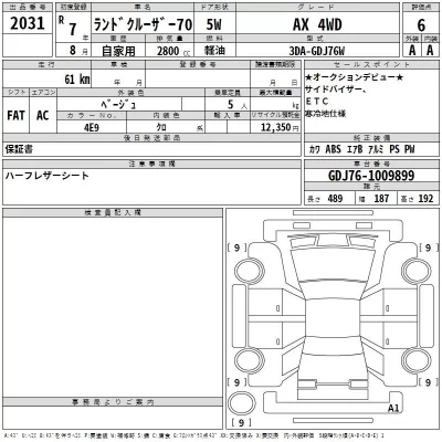Toyota LAND CRUISER  с аукциона в Японии