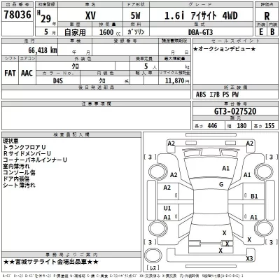 Subaru XV  с аукциона в Японии