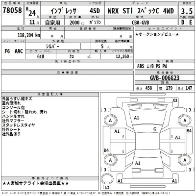Subaru IMPREZA  с аукциона в Японии