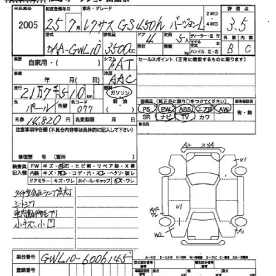 Lexus GS  с аукциона в Японии