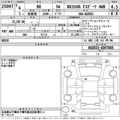 Lexus NX  с аукциона в Японии