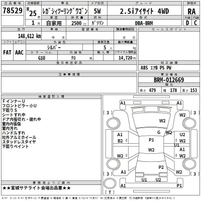 Subaru LEGACY  с аукциона в Японии