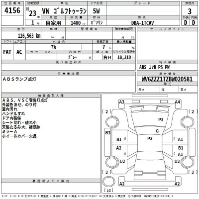 Volkswagen GOLF TOURAN  с аукциона в Японии