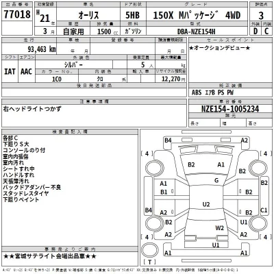 Toyota AURIS  с аукциона в Японии